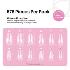 Beetles 576 pcs nail tips pack showing ample options for home DIY.
