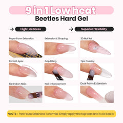 Beetles 9-in-1 builder gel close-up shows extension and apex-building versatility