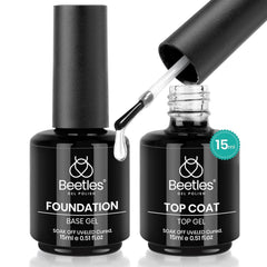 Beetles Gel Polish base coat bottle shows sticky foundation for long-lasting adhesion.