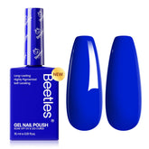 Beetles Blue Gel Nail Polish bottle shows royal blue shade for bold at-home manicures with long-lasting gloss