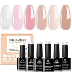 Beetles Builder Gel Set Sheer Luck bottle closeup for DIY nails with six colors.