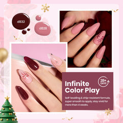 Beetles Burgundy Purple mauve shade highlights soft hues for elegant autumn nail art.