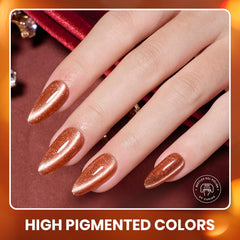 Beetles Cat Eye Gel Nail Polish art demonstrating layered dimension.
