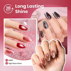 Beetles Cat Eye Gel Nail Polish Set pink shade for delicate shimmering nails