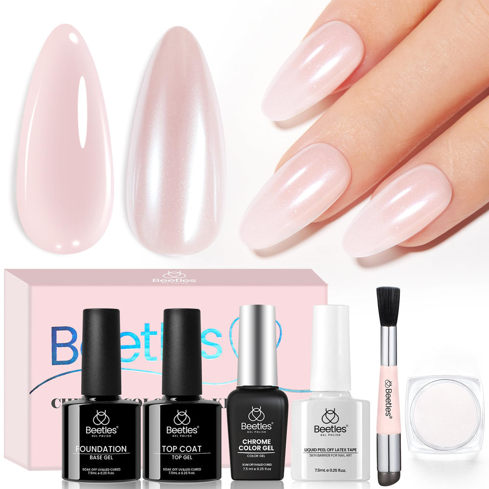Beetles chrome nail powder kit box shows premium packaging for at-home salon-ready nails