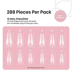Beetles Coffin Long Gel Nail Tips thick tip design for durability.