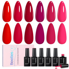Beetles Crimson Horizon front view with six shades for a vibrant, long-lasting manicure