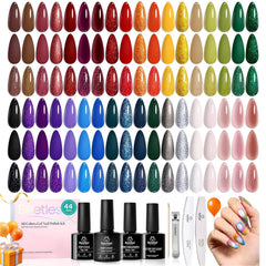 Beetles Fall Gel Nail Kit promo image illustrating 36 colors for versatile looks