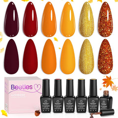 Beetles Fall Gel Nail Polish yellow-sunrise swatch showing long-lasting color and subtle shine.