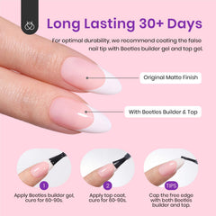 Beetles French Tips pink color with white tip emphasizes salon-inspired manicure possibilities at home.
