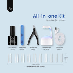 Beetles Gel Nail Kit 240pcs tips show long-square full-cover extensions