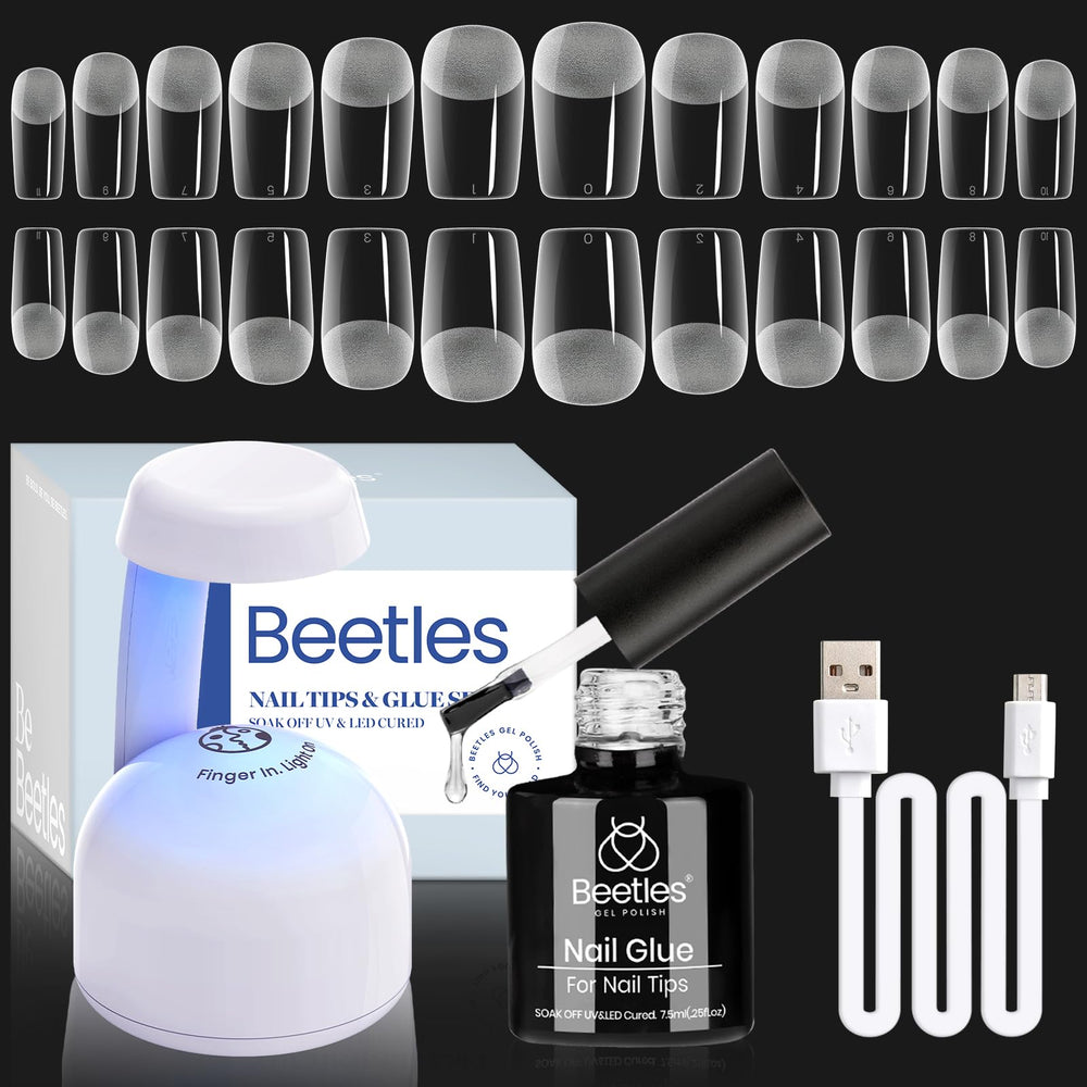 Beetles Gel Nail Kit lamp setup with compact UV LED for quick curing