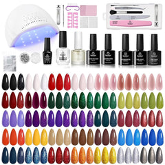 Beetles Gel Nail Polish Kit with UV LED light for quick, durable at-home manicures.