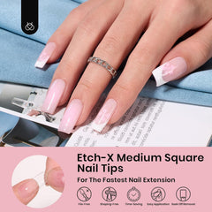 Beetles Gel Nail Tips Etch-X Pre-Etched Inner Half-Matte for easy adhesion.