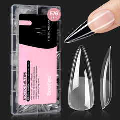 Beetles Gel Nail Tips Etch-X stiletto set shows 576pcs in 12 sizes for DIY extensions