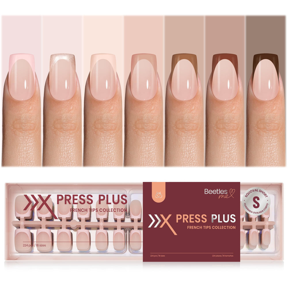 Beetles Gel Nail Tips Mocca Mousse French closeup for durable wear