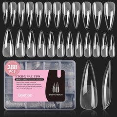 Beetles Gel Nail Tips pre-buffed for easy adhesion and natural look.