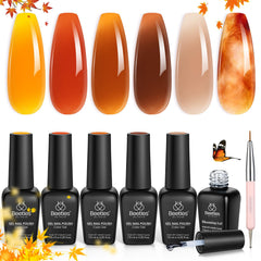Beetles Gel Polish Amber Chic Jelly for translucent, buildable fall nails.