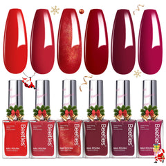 Beetles Gel Polish Blazing Rose 6-color set shown for bold holiday nails and everyday looks.