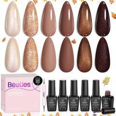 Beetles Gel Polish Brownie Bliss set front view for fall manicure ideas.