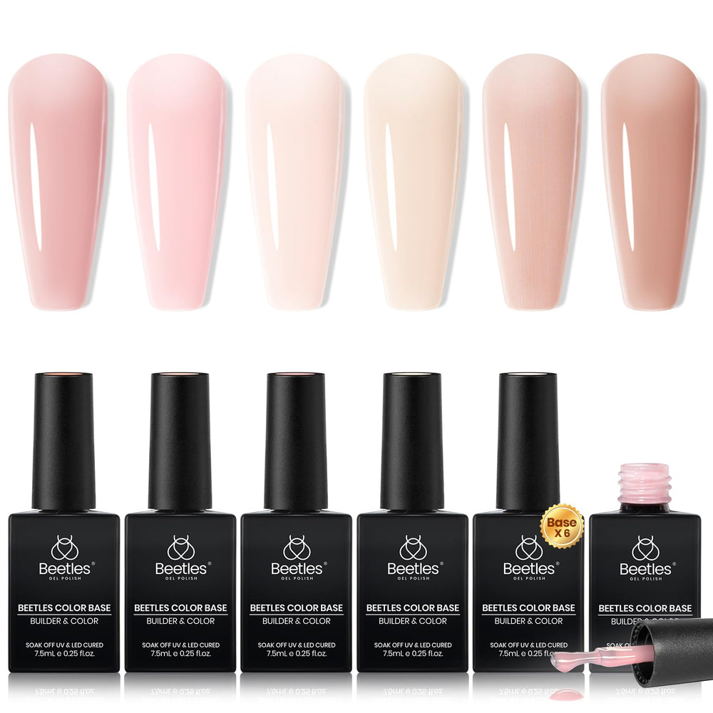 Beetles Gel Polish color base nude application shows easy, flexible wear.
