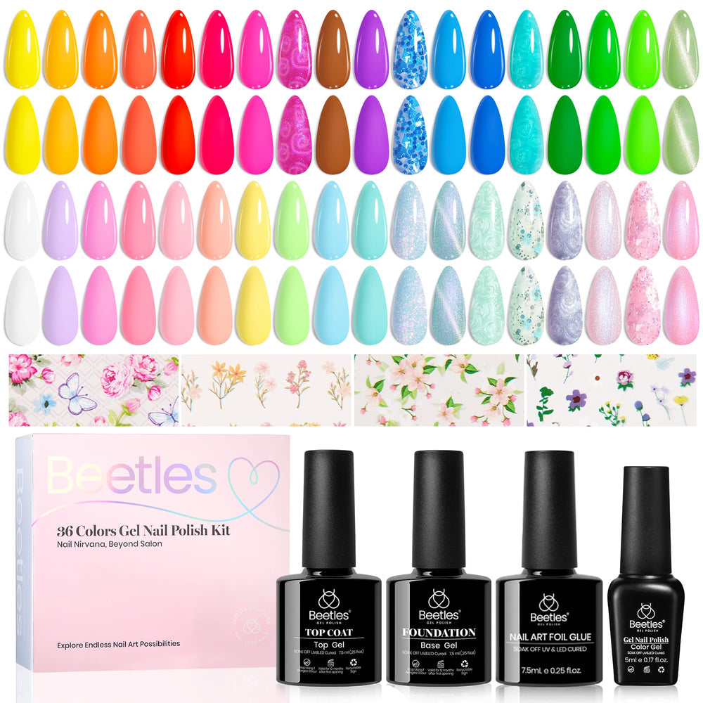 Beetles Gel Polish Kit 36 Colors swatch enabling versatile nail art options