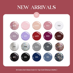 Beetles Gel Polish Kit Modern Muse color swatches show 20 versatile shades