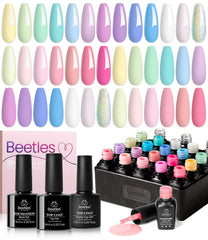 Beetles Gel Polish Nail Set with 20 pastel colors for versatile looks.