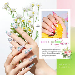 Beetles Nail Set shot featuring 7.5ml bottles and range of reds, pastels, greens, and glitters.