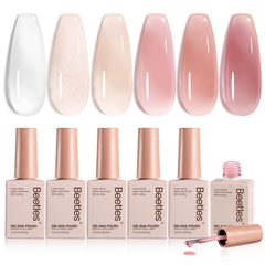 Beetles Gel Polish Whispers of Love bottle-front displays milky jelly shade for soft nude nails.