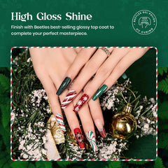 Beetles Gel Polish glitter-green bottle shows shimmering finish for party nails.