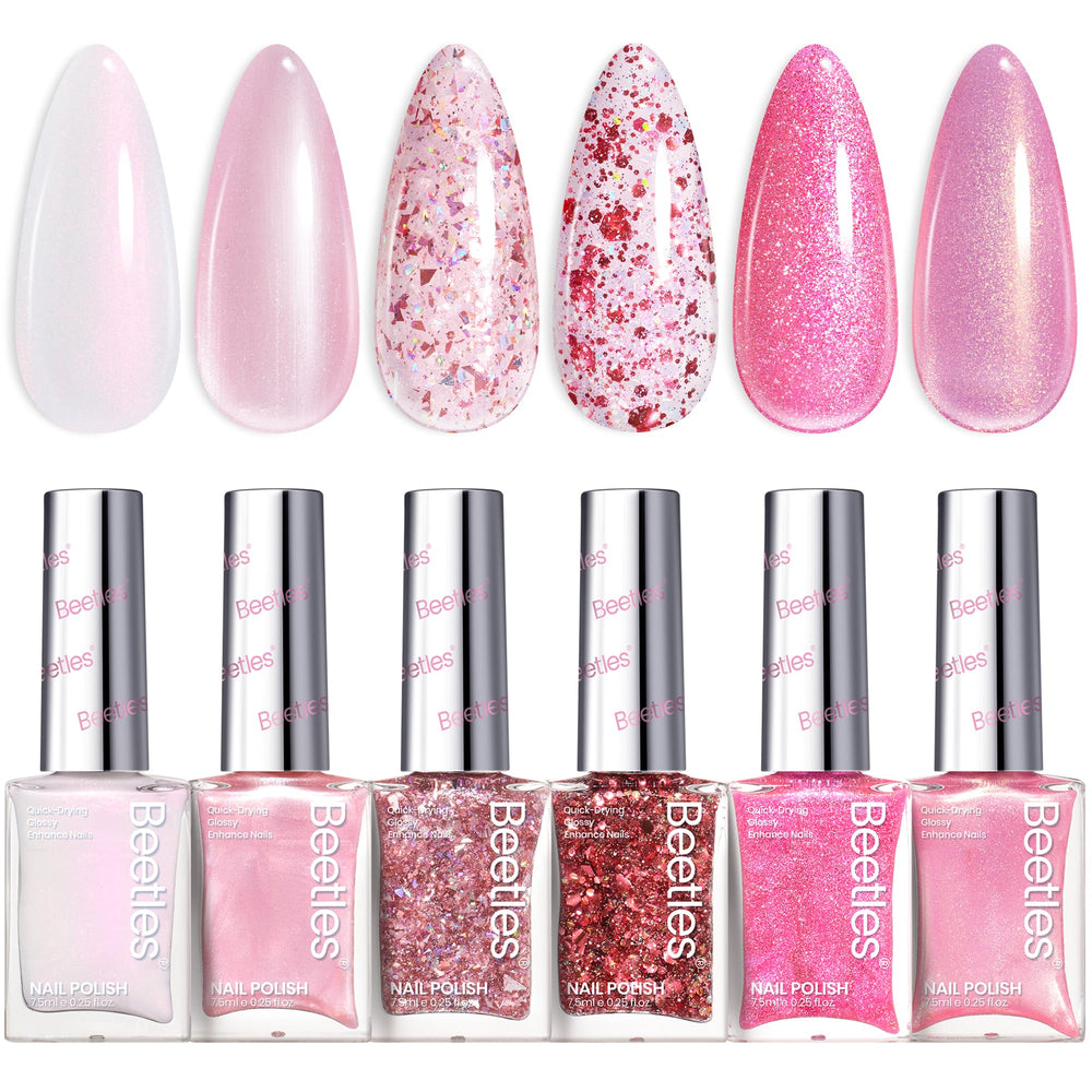 Beetles Glitter Nail Polish Set color palette shown for versatile DIY manis
