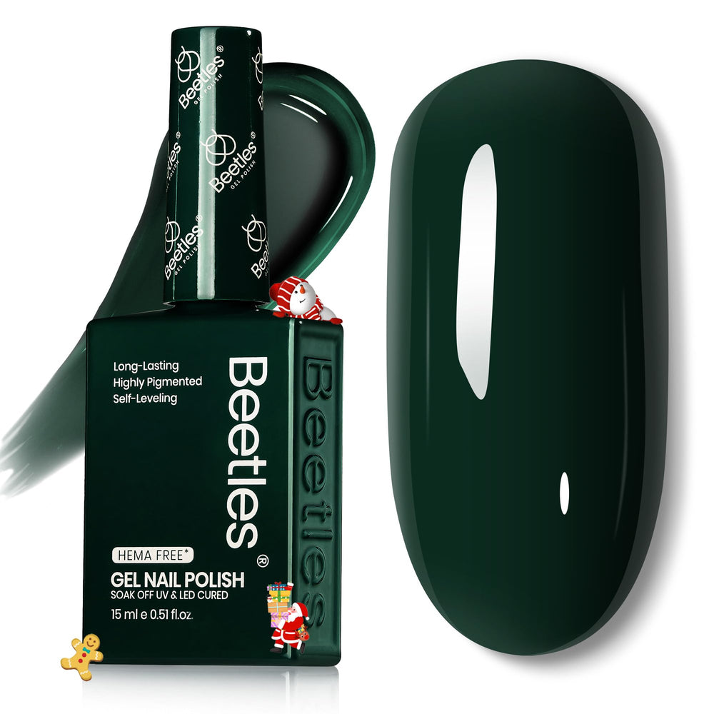 Beetles green gel nail polish bottle with emerald shade for lasting manicure.