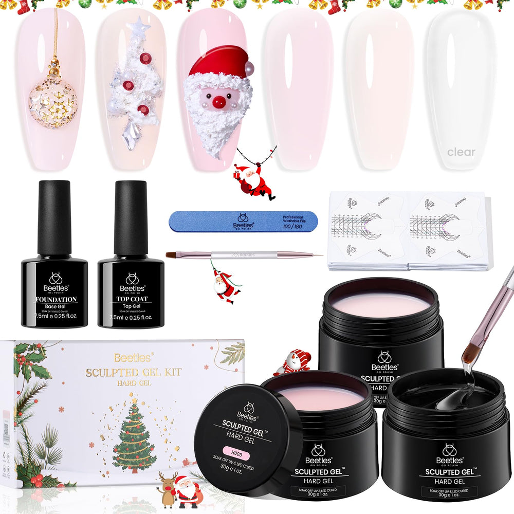 Beetles Hard Gel Kit Christmas Edition with three colors for versatile nail art.