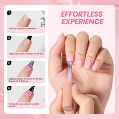 Beetles Jelly Gel Nail Polish Set shows UV cure in 60-120s for quick DIY manicures.