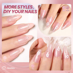 Beetles Jelly Gel Sheer Layer demonstrates buildable opacity for French or swirl nail styles.