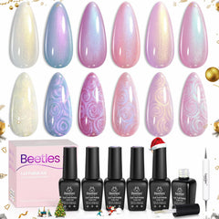 Beetles Mermaid Collection polish set with six shimmering colors for a mermaid-inspired manicure