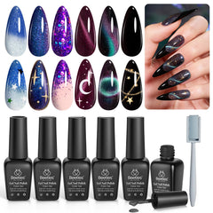 Beetles Milky Way collection bottles display six glitter shades for a galactic mani.