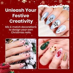 Beetles nail art bows, flowers, and snowflakes with 3D sculpting gel.