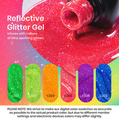Beetles Neon Carnival c302 glitter polish for salon finish