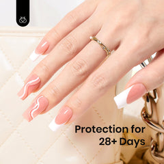 Beetles Nude Base Gel brush stroke demonstrates quick, easy at-home manicure