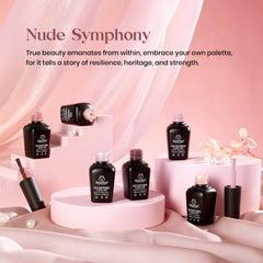 Beetles Nude Symphony colors palette closeup highlights pinks and browns for chic looks.