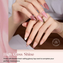 Beetles Nude Symphony glitter rose pink adds subtle sparkle for party nails.