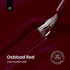 Beetles Oxblood Red gel polish brush stroke highlights smooth application and even coverage.