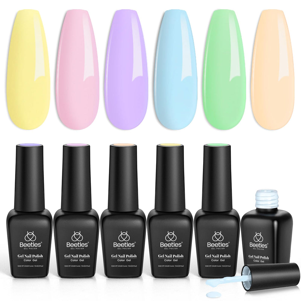 Beetles Pastel Gel Nail Polish yellow swatch for long-lasting home manicures.