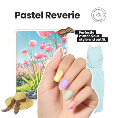 Beetles pastel nail-art application on nails with pastel palette.