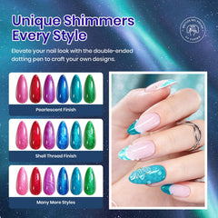 Beetles Pearl Gel Nail Polish Blue Sparkle highlights vibrant blue with iridescent sheen for bold nails.