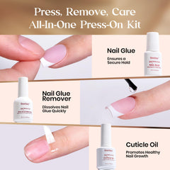 Beetles press-on nails kit short square tips for quick, precise application