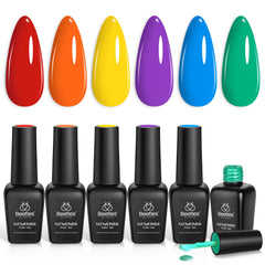 Beetles Rainbow gel polish set packaging with six vibrant colors for holiday styling.