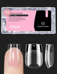 Beetles short square nail tips 576pcs for quick at-home manicures